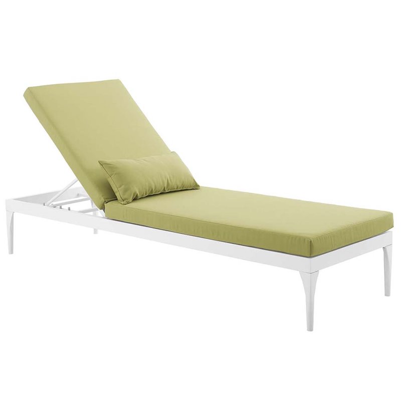 Pemberly Row  Patio Chaise Lounge in White and Peridot