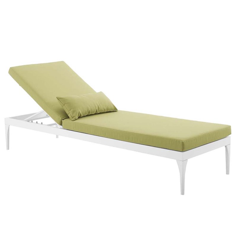 Pemberly Row  Patio Chaise Lounge in White and Peridot