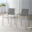 Pemberley Row Aluminum Silver Patio Dining Chair Rectangular Breathable Textilene Mesh 35