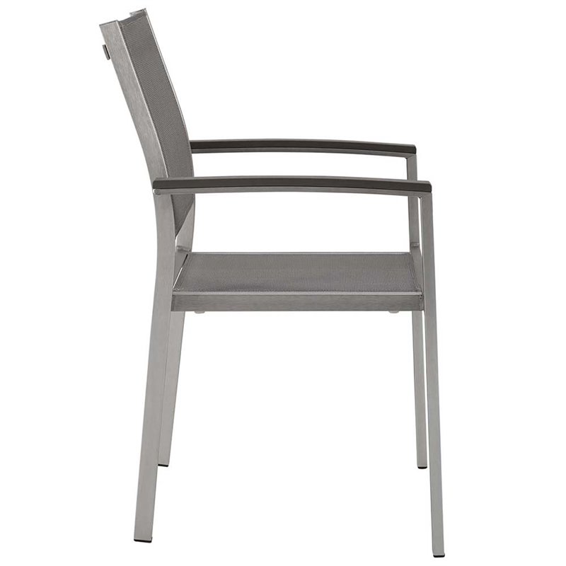 Pemberley Row Aluminum Silver Patio Dining Chair Rectangular Breathable Textilene Mesh 35