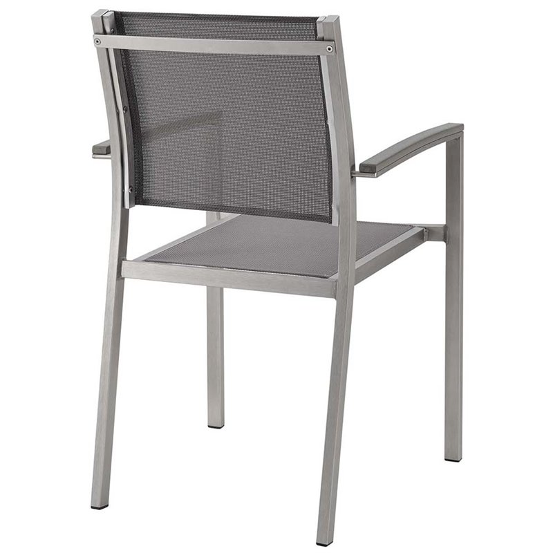 Pemberley Row Aluminum Silver Patio Dining Chair Rectangular Breathable Textilene Mesh 35