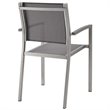 Pemberley Row Aluminum Silver Patio Dining Chair Rectangular Breathable Textilene Mesh 35