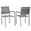 Pemberley Row Aluminum Silver Patio Dining Chair Rectangular Breathable Textilene Mesh 35