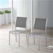 Pemberly Row Modern Aluminum Patio Dining Side Chair in Silver (Set of 2)