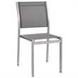 Pemberly Row Modern Aluminum Patio Dining Side Chair in Silver (Set of 2)
