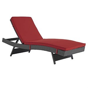 Pemberly Row  Patio Chaise Lounge in Canvas Red and Chocolate