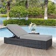 Pemberly Row  Patio Chaise Lounge in Canvas Gray and Chocolate