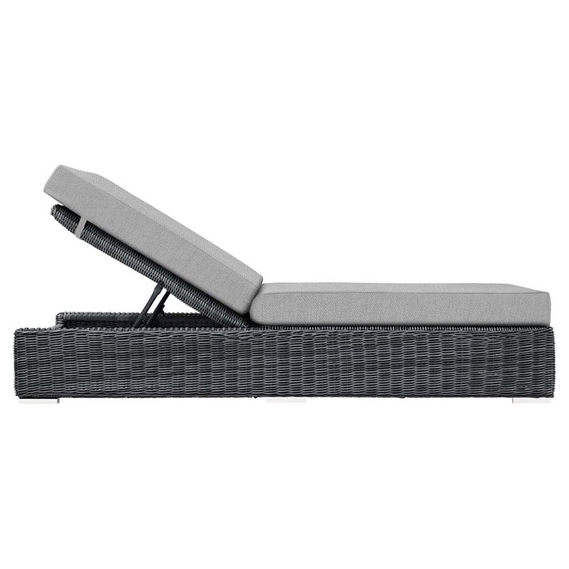 Pemberly Row  Patio Chaise Lounge in Canvas Gray and Chocolate
