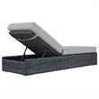 Pemberly Row  Patio Chaise Lounge in Canvas Gray and Chocolate