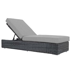 Pemberly Row  Patio Chaise Lounge in Canvas Gray and Chocolate