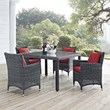 Pemberly Row  Patio Dining Arm Chair in Canvas and Red