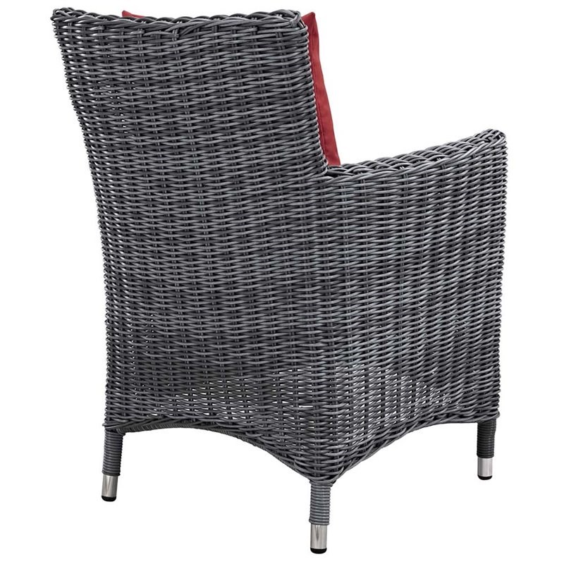 Pemberly Row  Patio Dining Arm Chair in Canvas and Red