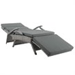 Pemberly Row Modern Wicker / Rattan Patio Lounge Chair in Charcoal