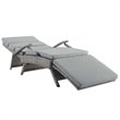 Pemberly Row Modern Wicker / Rattan Patio Lounge Chair in Gray