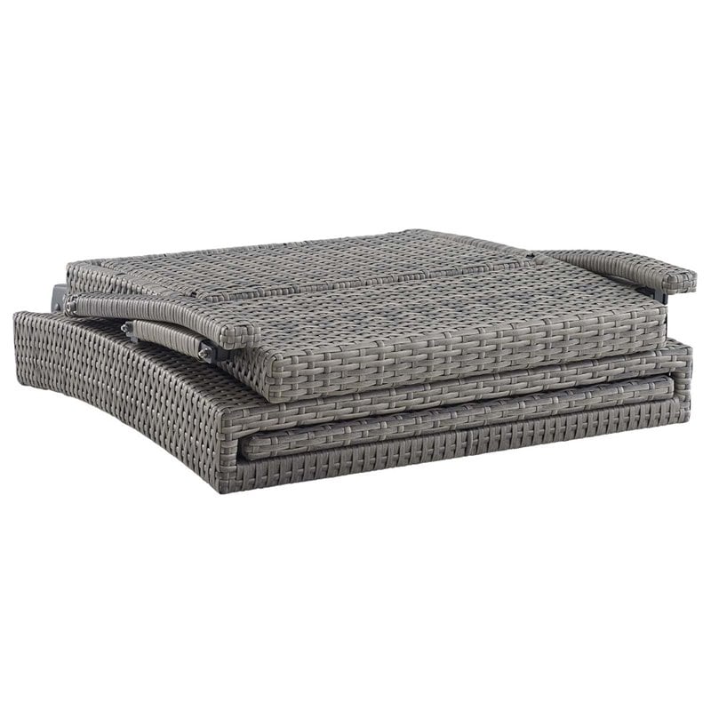 Pemberly Row Modern Wicker / Rattan Patio Lounge Chair in Gray