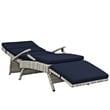 Pemberly Row Modern Wicker / Rattan Patio Lounge Chair in Navy