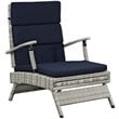 Pemberly Row Modern Wicker / Rattan Patio Lounge Chair in Navy