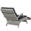 Pemberly Row Modern Wicker / Rattan Patio Lounge Chair in Navy