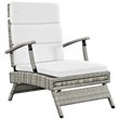 Pemberly Row Modern Wicker / Rattan Patio Lounge Chair in White