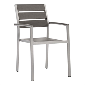 Pemberly Row  Aluminum Patio Dining Armchair in Silver and Gray