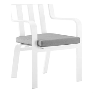 Pemberly Row 17.5&quot Modern Aluminum Stackable Patio Dining Armchair in White/Gray