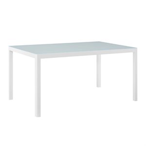 Pemberly Row 59&quot Modern Aluminum Patio Dining Table in White
