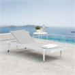 Pemberly Row Modern Aluminum Patio Chaise Lounge Chair in Gray/White