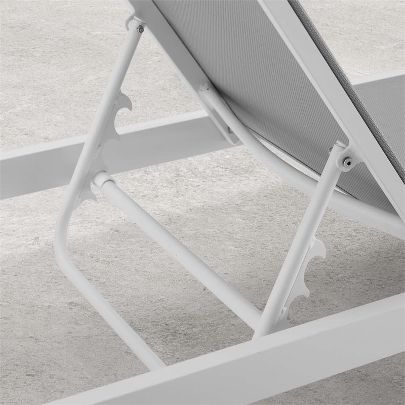 Pemberly Row Modern Aluminum Patio Chaise Lounge Chair in Gray/White