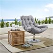 Pemberly Row Modern Fabric Patio Swivel Lounge Chair in Gray/Light Gray