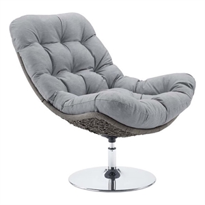 Pemberly Row Modern Fabric Patio Swivel Lounge Chair in Gray/Light Gray