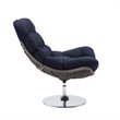 Pemberly Row Modern Fabric Patio Swivel Lounge Chair in Navy/Light Gray
