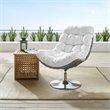 Pemberly Row Modern Fabric Patio Swivel Lounge Chair in White/Light Gray