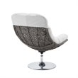Pemberly Row Modern Fabric Patio Swivel Lounge Chair in White/Light Gray