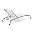Pemberly Row Modern Aluminum/Mesh Chaise Patio Lounge Chair in White