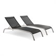 Pemberly Row  Mesh Patio Chaise Lounge in Black (Set of 2)