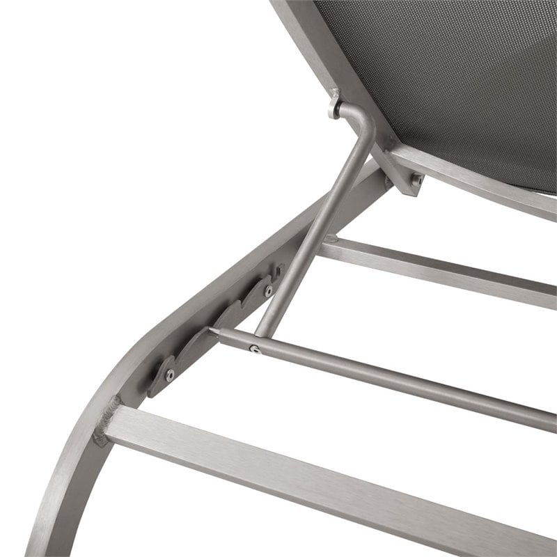 Pemberly Row  Mesh Patio Chaise Lounge in Gray (Set of 2)