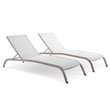 Pemberly Row  Mesh Patio Chaise Lounge in White (Set of 2)