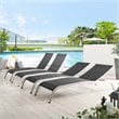 Pemberly Row  Mesh Patio Chaise Lounge in Black (Set of 4)