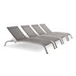 Pemberly Row  Mesh Patio Chaise Lounge in Gray (Set of 4)