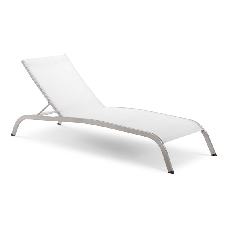 Pemberly Row  Mesh Patio Chaise Lounge in White (Set of 4)