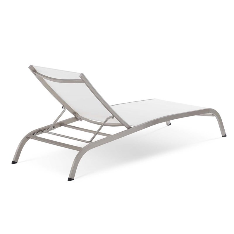 Pemberly Row  Mesh Patio Chaise Lounge in White (Set of 4)