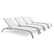 Pemberly Row  Mesh Patio Chaise Lounge in White (Set of 4)