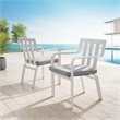 Pemberly Row  Stackable Metal Patio Dining Armchair in White and Gray (Set of 2)