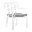 Pemberly Row  Stackable Metal Patio Dining Armchair in White and Gray (Set of 2)