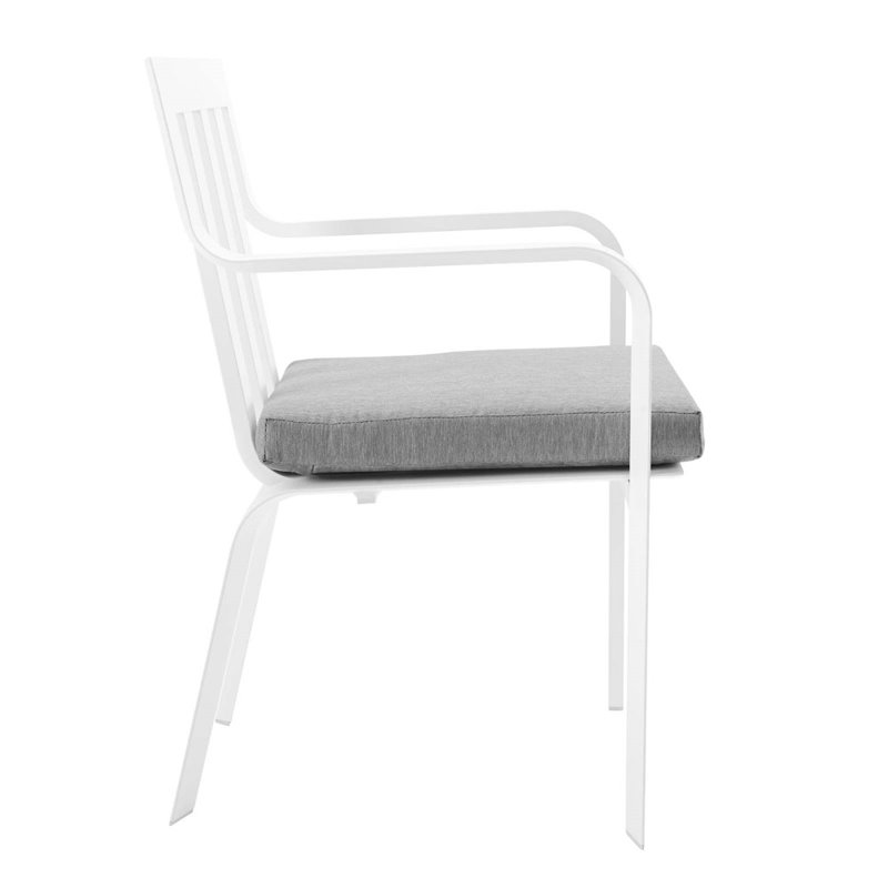 Pemberly Row  Stackable Metal Patio Dining Armchair in White and Gray (Set of 2)