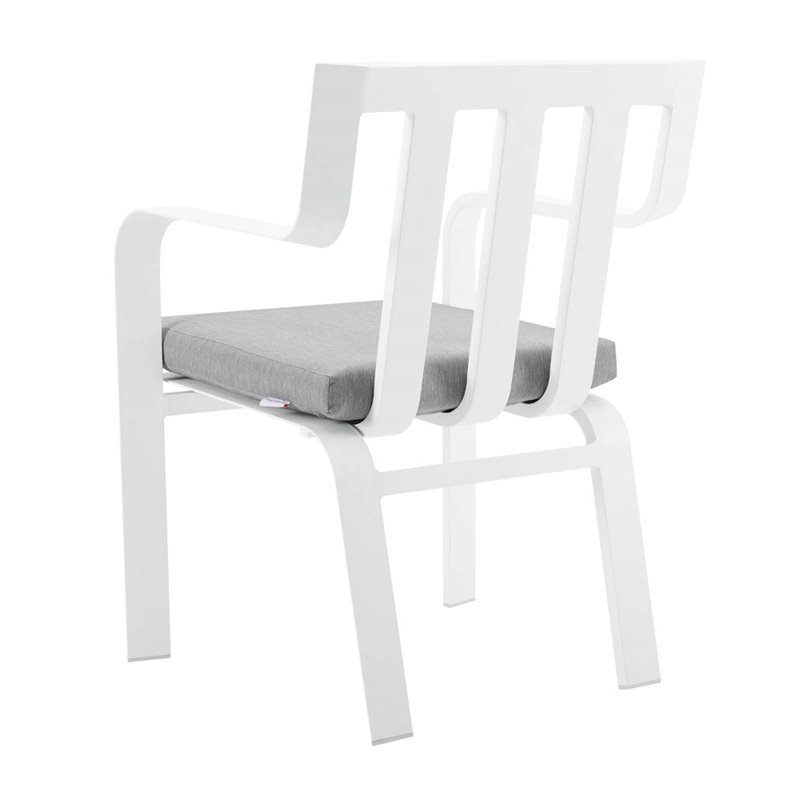 Pemberly Row  Stackable Metal Patio Dining Armchair in White and Gray (Set of 2)
