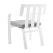 Pemberly Row  Stackable Metal Patio Dining Armchair in White and Gray (Set of 2)