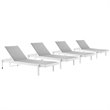 Pemberly Row  Patio Aluminum Chaise Lounge Chair in White Gray (Set of 4)