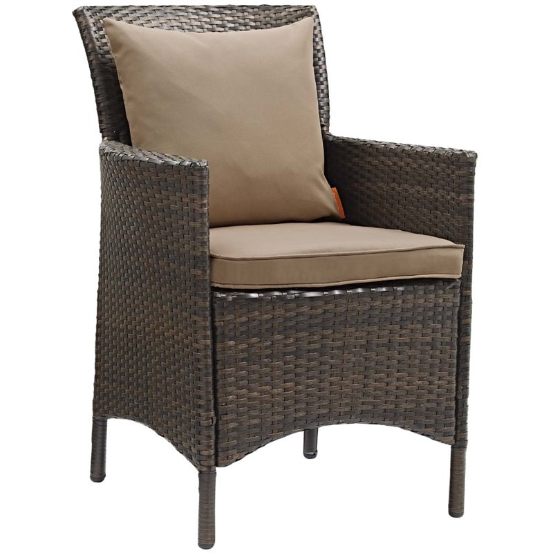 Pemberly Row   Patio Dining Arm Chair in Brown and Mocha (Set of 2)