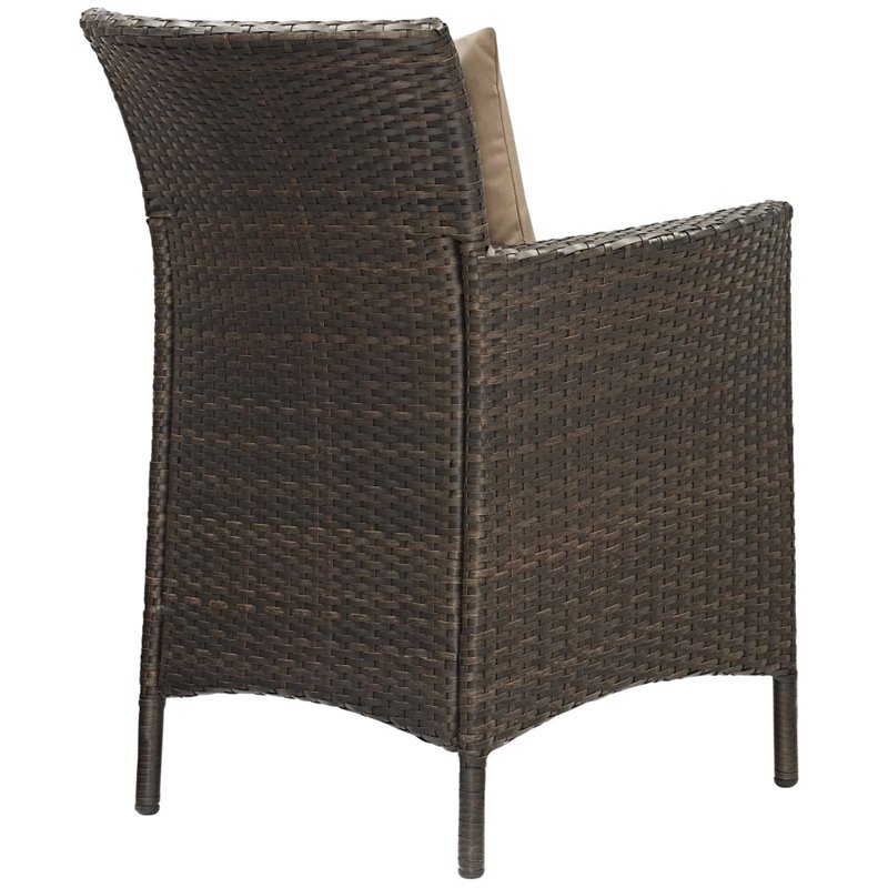 Pemberly Row   Patio Dining Arm Chair in Brown and Mocha (Set of 2)